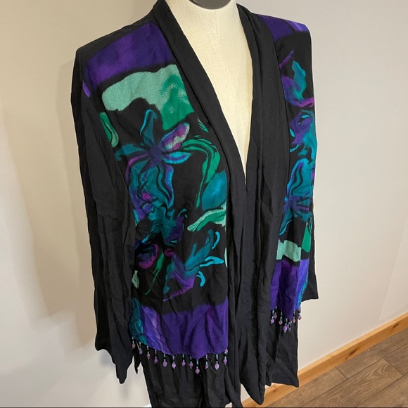 SALE: Vintage Sz 22 Maren Open Drape Top with Retro Print - Picture 2 of 7